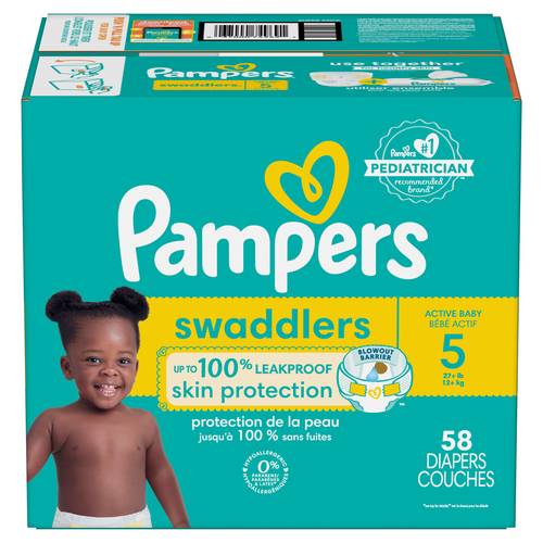 Pampers swaddlers couches pour bébés - swaddlers baby diapers (58 unités) (étape 5)