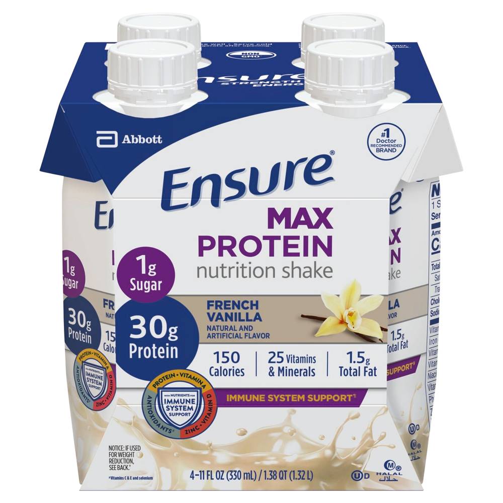Ensure Max Protein French Vanilla Nutrition Shake (4 ct, 11 fl oz)