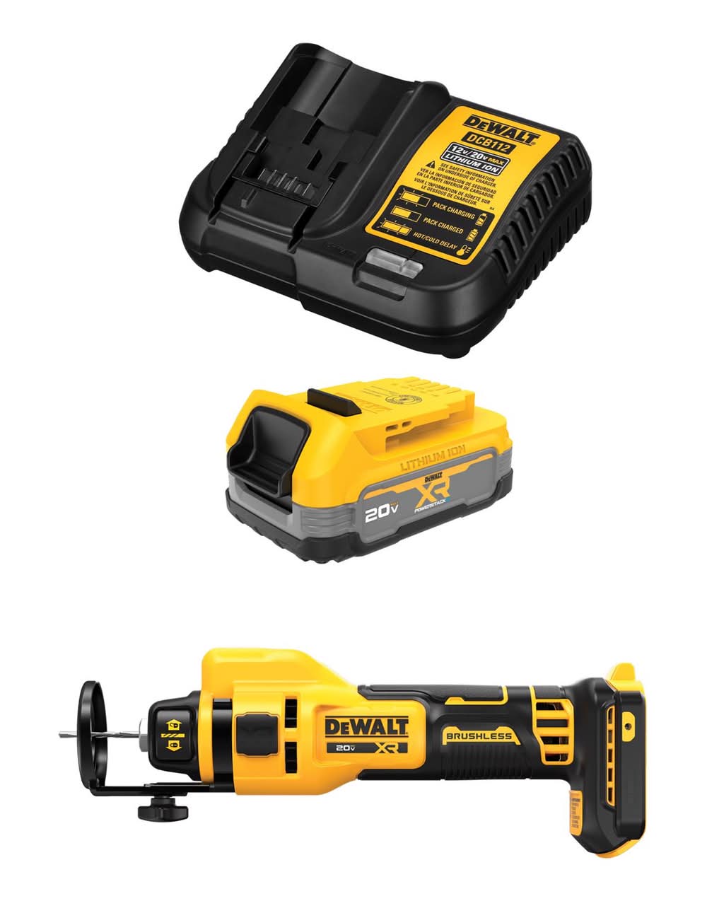 Dewalt Battery Starter Kit And Drywall Cut Out Tool Bundle
