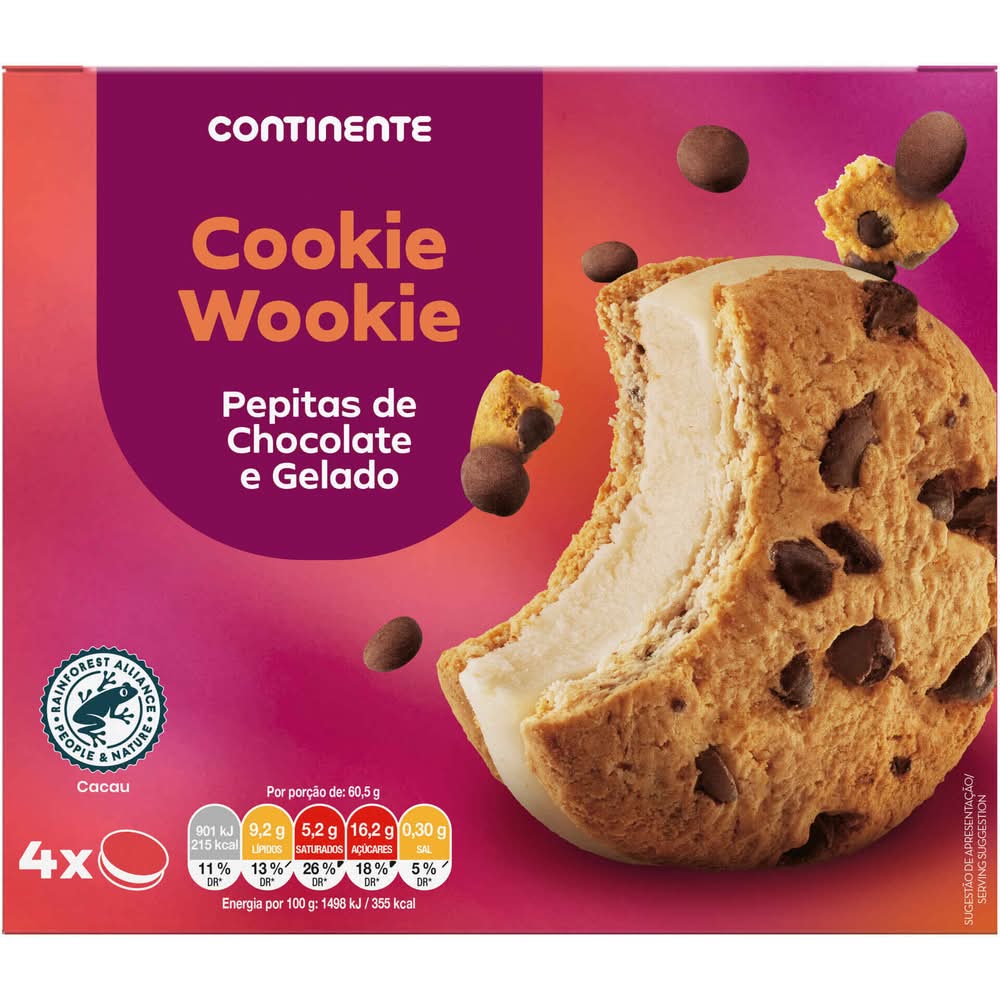 Gelado Sandwich Cookie Wookie Continente (emb. 360 ml (4 un))
