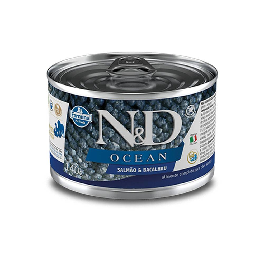 Farmina ração úmida para cães n&d ocean sabor salmão e bacalhau (140g)
