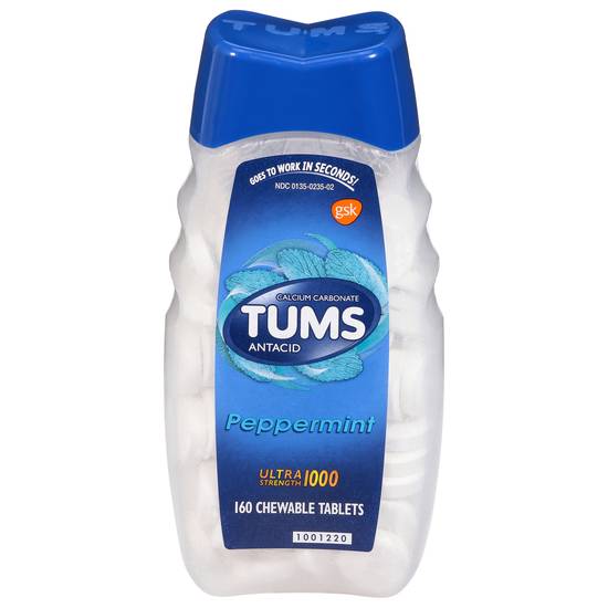 Tums Chewable Antacid Tablets For Heartburn Relief Peppermint (160 ct)