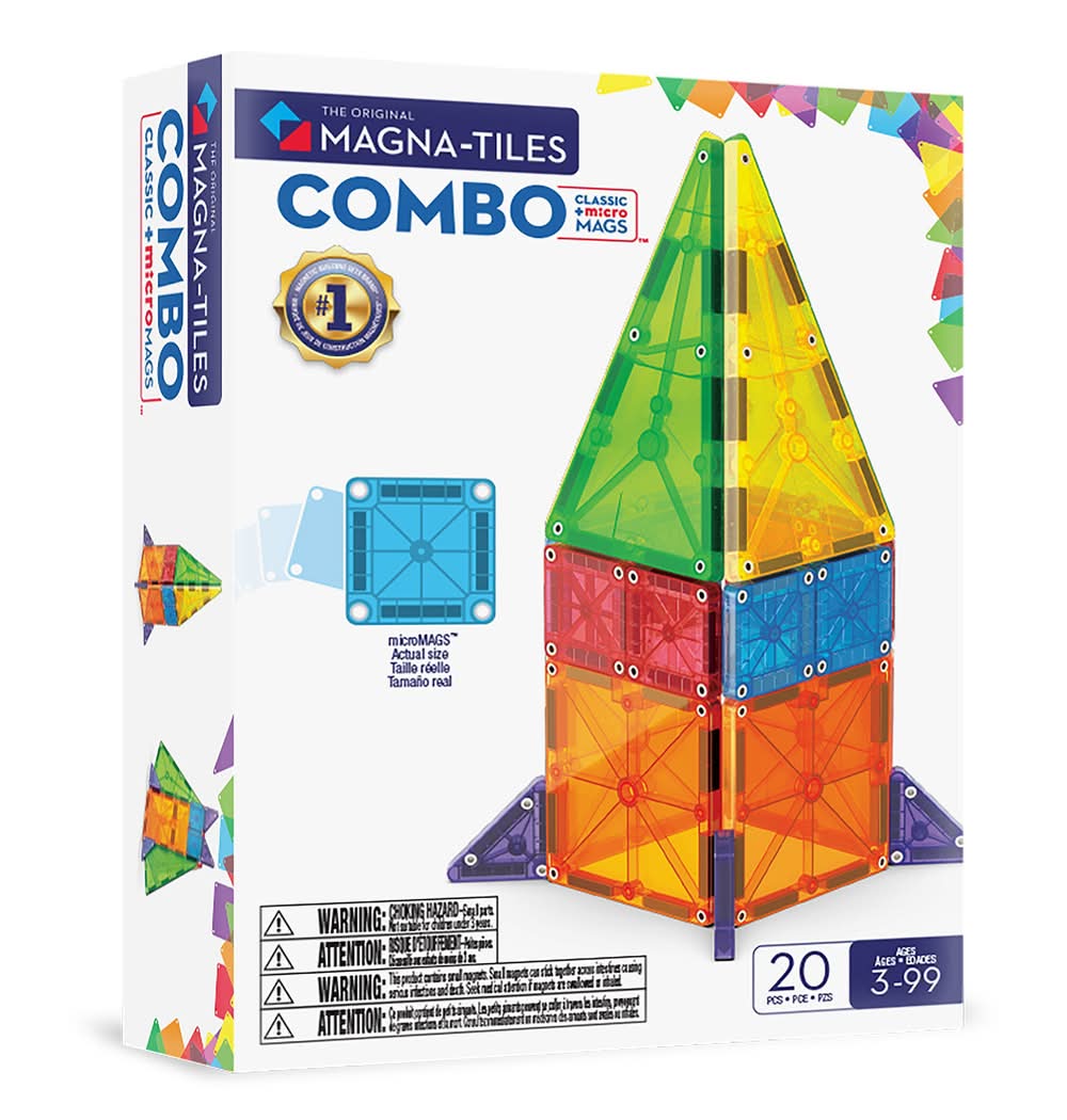 MAGNA-TILES Combo Micro Magnetic Construction Set Toys For Kids 3y+ (20 ct)