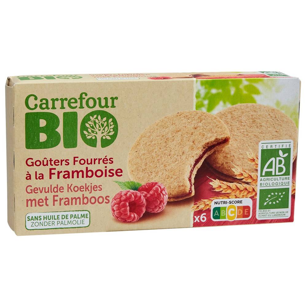 Carrefour Bio - Biscuits fourrés framboise (6 pièces)