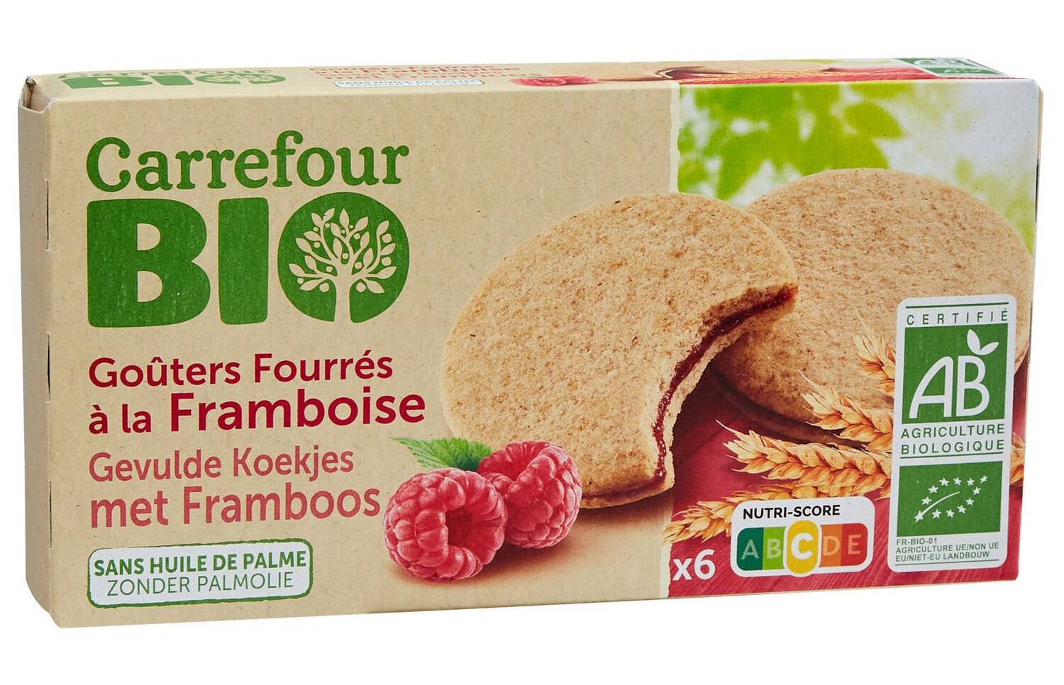 Carrefour Bio - Biscuits fourrés framboise (186g)
