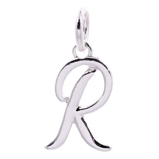 Silver Plated Script Letter Charm By Bead Landing