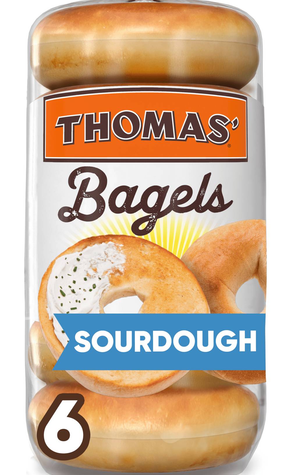 Thomas' Pre-Sliced Sourdough Bagels Bag (20 oz, 6 ct)