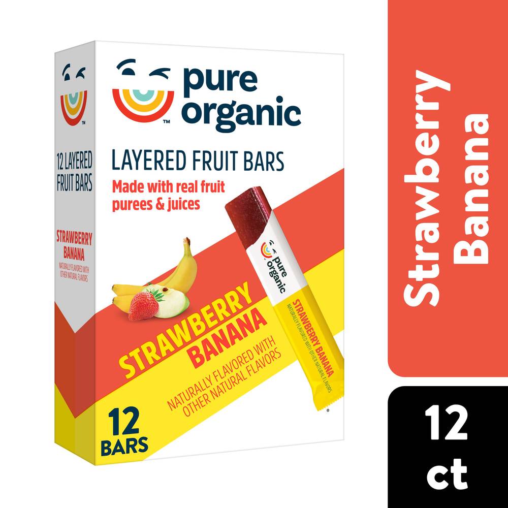 Pure Organic Strawberry Banana Layered Fruit Bars (12 ct)