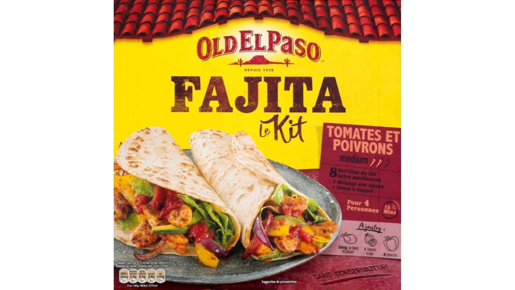 Old El Paso - Kit fajitas tomates et poivrons (8 unités)