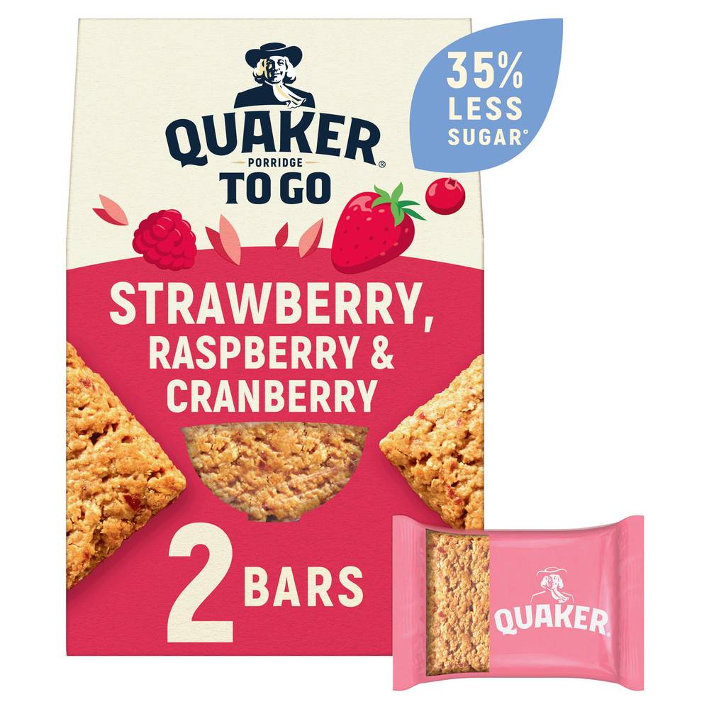 Quaker Porridge To Go Mixed Berries Breakfast Bars 2x55g