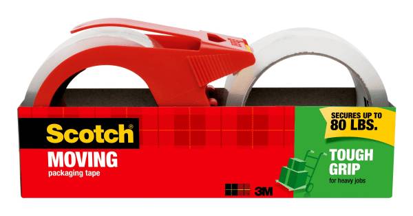 Scotch Tough Grip Moving Packing Tape 3" Core, 1.88" X 38.2 Yd Clear