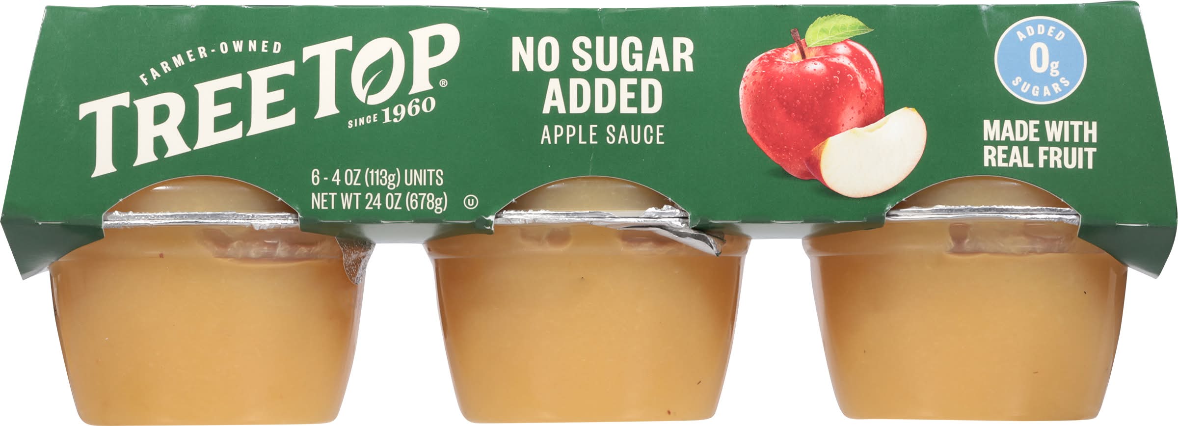 Tree Top No Sugar Added Apple Sauce Cups (6 x 4 oz)