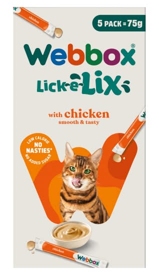 Webbox Chicken, Kitten, Lick-E-Lix Tasty Yoghurt Snack Treat Cat Food (5 x 15g)