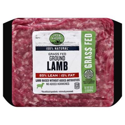 Open Nature 85% Lean 15% Fat Grass Fed Ground Lamb - 16 Oz