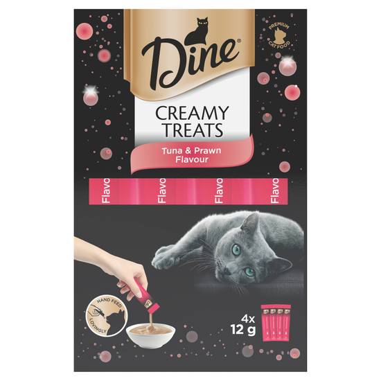 Dine Tuna & Prawn Flavour Creamy Treats Cat Food 12g 4 pack
