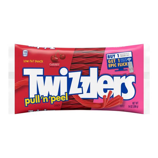 Twizzlers Pull N' Peel Cherry Flavored Licorice Style, Low Fat Candy Bag, 14 oz