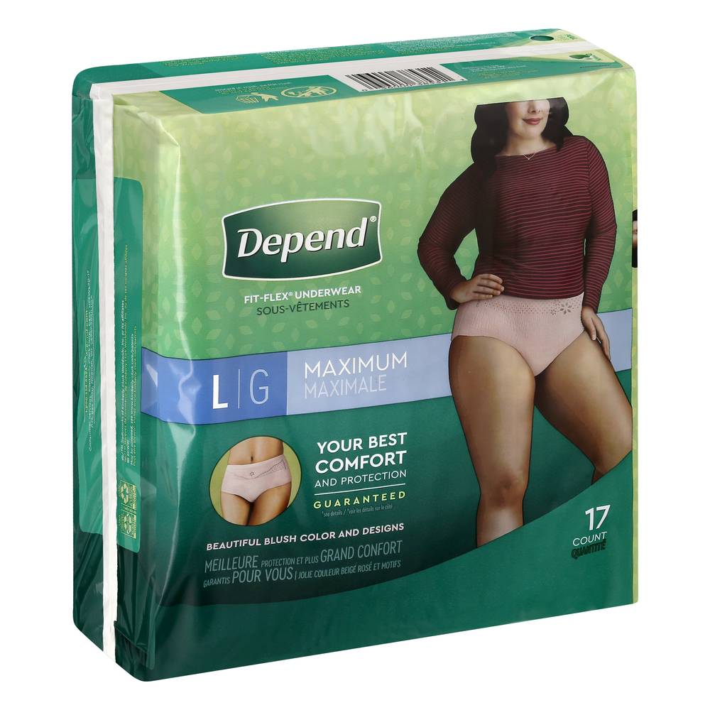Depend Maximum Absorbency Blush Color Underwear For Women (large)