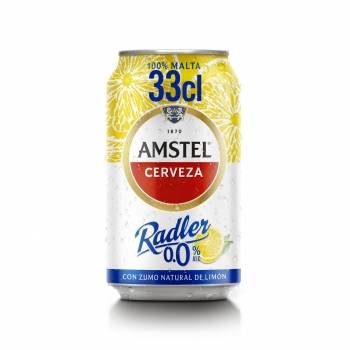 Cerveza Amstel Radler 0,0 sin alcohol con limón lata 33 cl.