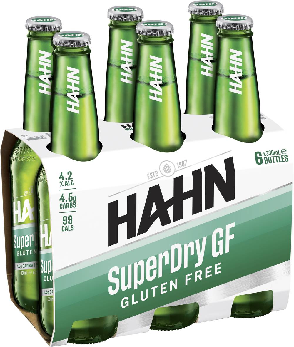 Hahn Super Dry Gluten Free Bottle 330mL X 6 pack