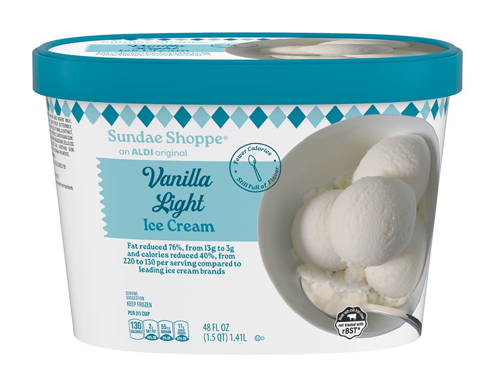 Sundae Shoppe Low Fat Light Ice Cream, Vanilla (48 fl oz)