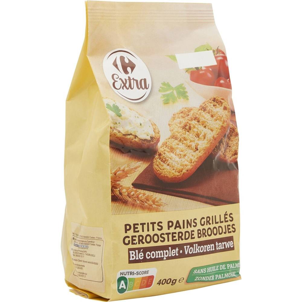 Petits pains grillés blé complet CARREFOUR EXTRA - le sachet de 400g