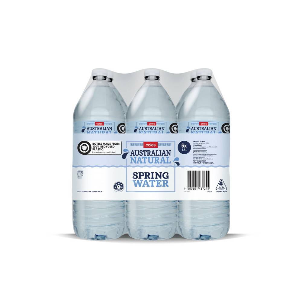 Coles Australian Spring Water 6X1.5L 6 pack