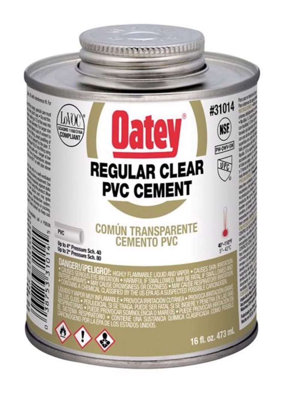Oatey Clear Cement For Pvc 16 Oz