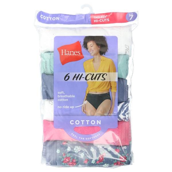 Hanes® Cool Comfort? Women's Cotton Hi-Cut Panties Size 7, 6 Pack