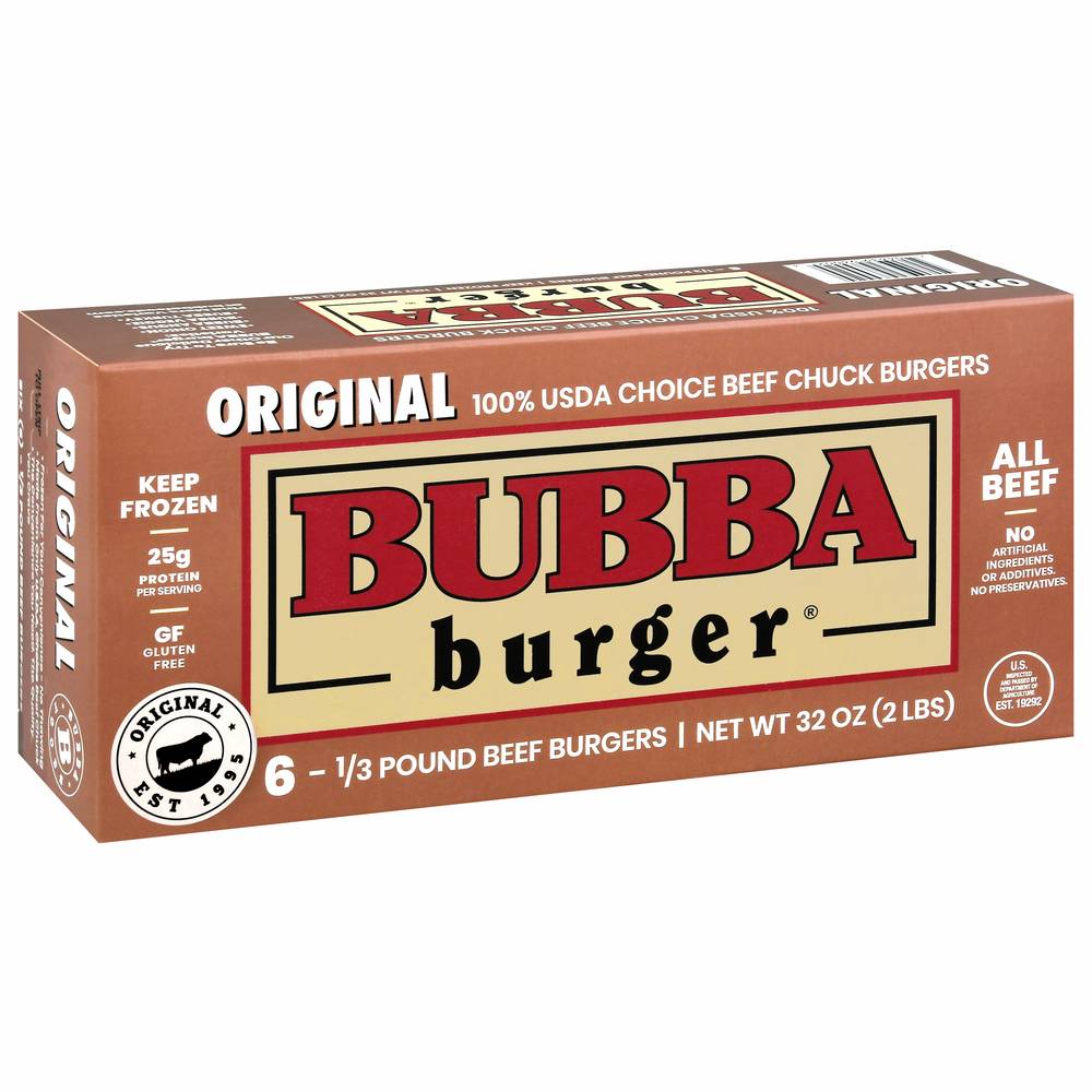 BUBBA burger Gluten Free Original Choice Beef Chuck Burgers (6 ct)