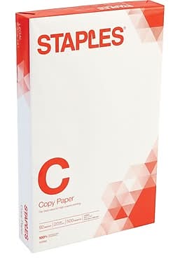 Staples Copy Paper, 8.5 x 14, 20 lbs., White, 500 Sheets/Ream (127035/08635-0)