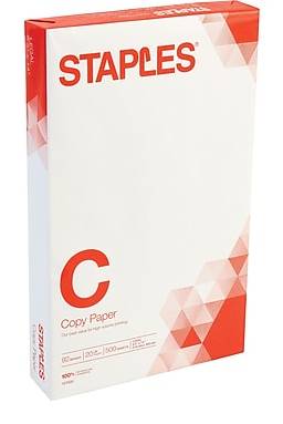 Staples Copy Paper, 8.5 x 14, 20 lbs., White, 500 Sheets/Ream (127035/08635-0)
