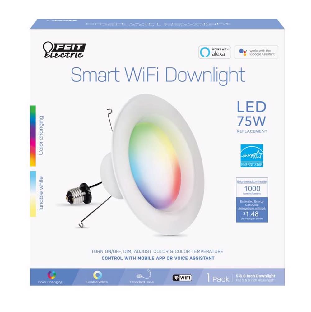 Feit Electric Smart Home Frost White 6 In. W Aluminum Led Smart-Enabled Dimmable Recessed Downlight 11.1 W