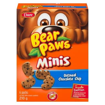 Dare Bear Paws Minis Oatmeal Chocolate Chip Cookies (210 g, 6 ct)