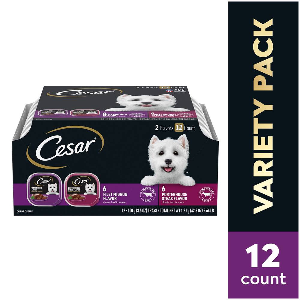 Cesar® Classics Adult Wet Dog Food - Loaf, 12 Count, Variety Pack (Flavor: Beef, Color: Assorted, Size: 3.5 Oz)