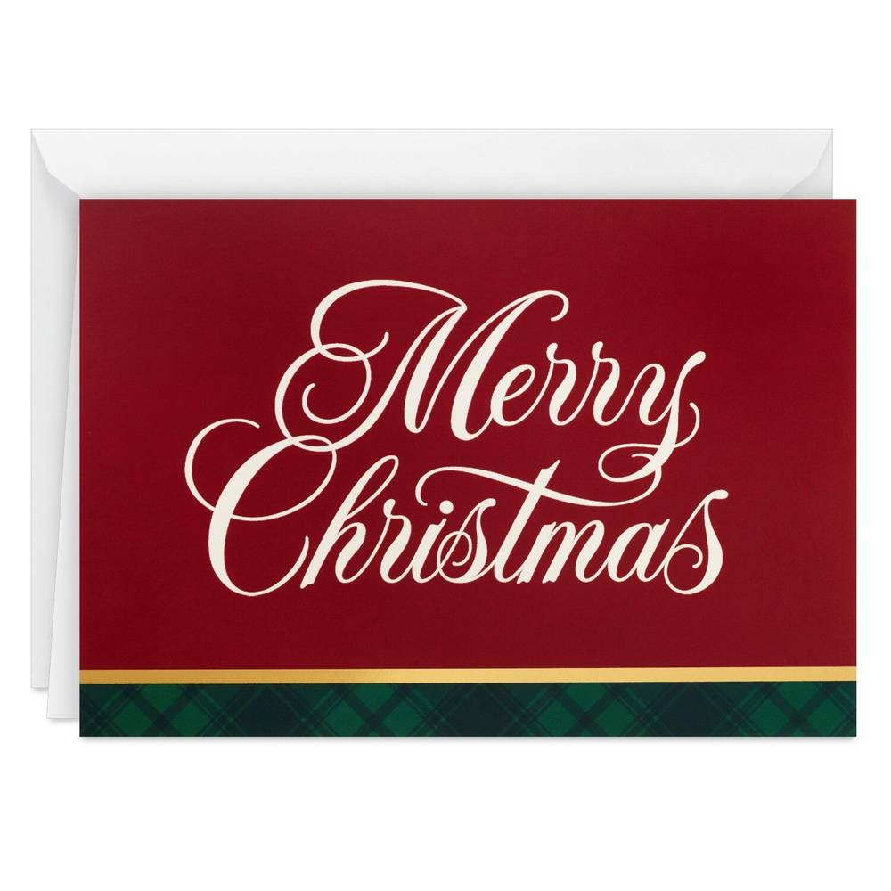 Hallmark Traditional Plaid Boxed Christmas Cards, Red-Green (16 ct)