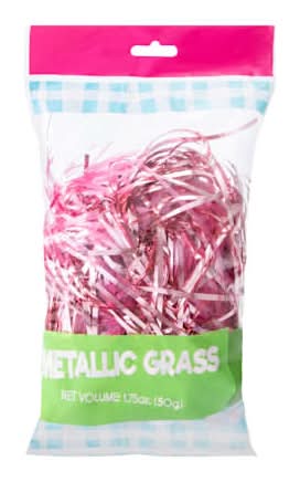 Plastic Metallic-Colored Grass 1.75oz Pink