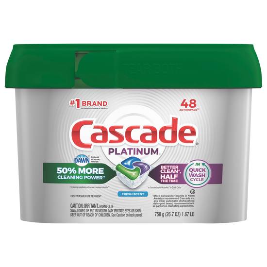 Cascade Platinum Actionpacs Fresh Scent Dishwasher Detergent