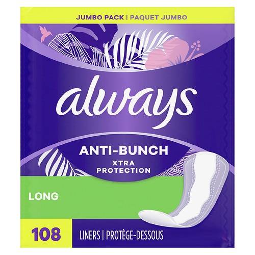Always Anti-Bunch Xtra Protection Daily Liners Unscented, Long Absorbency - 80.0 ea x 2 pack