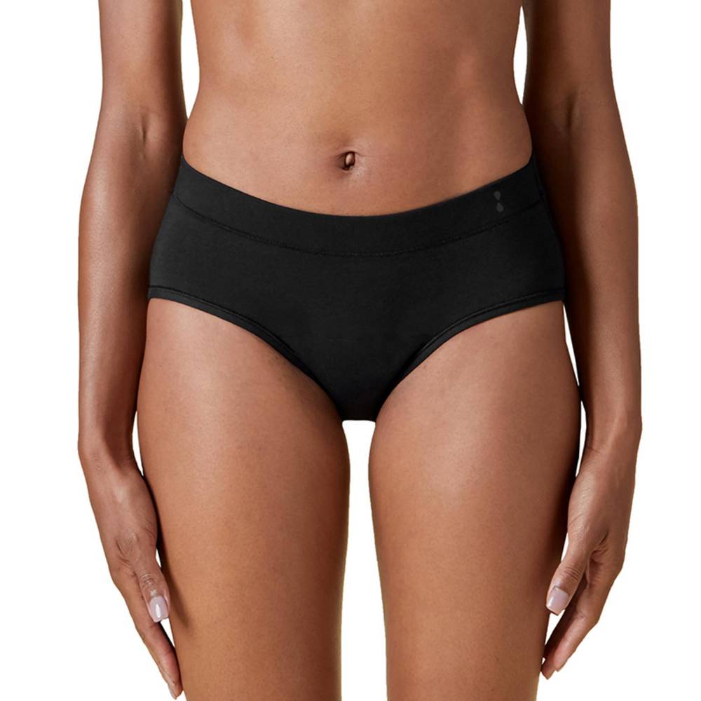 Thinx for All Women's Super Absorbency Cotton Brief Period Underwear, Size Large, Black