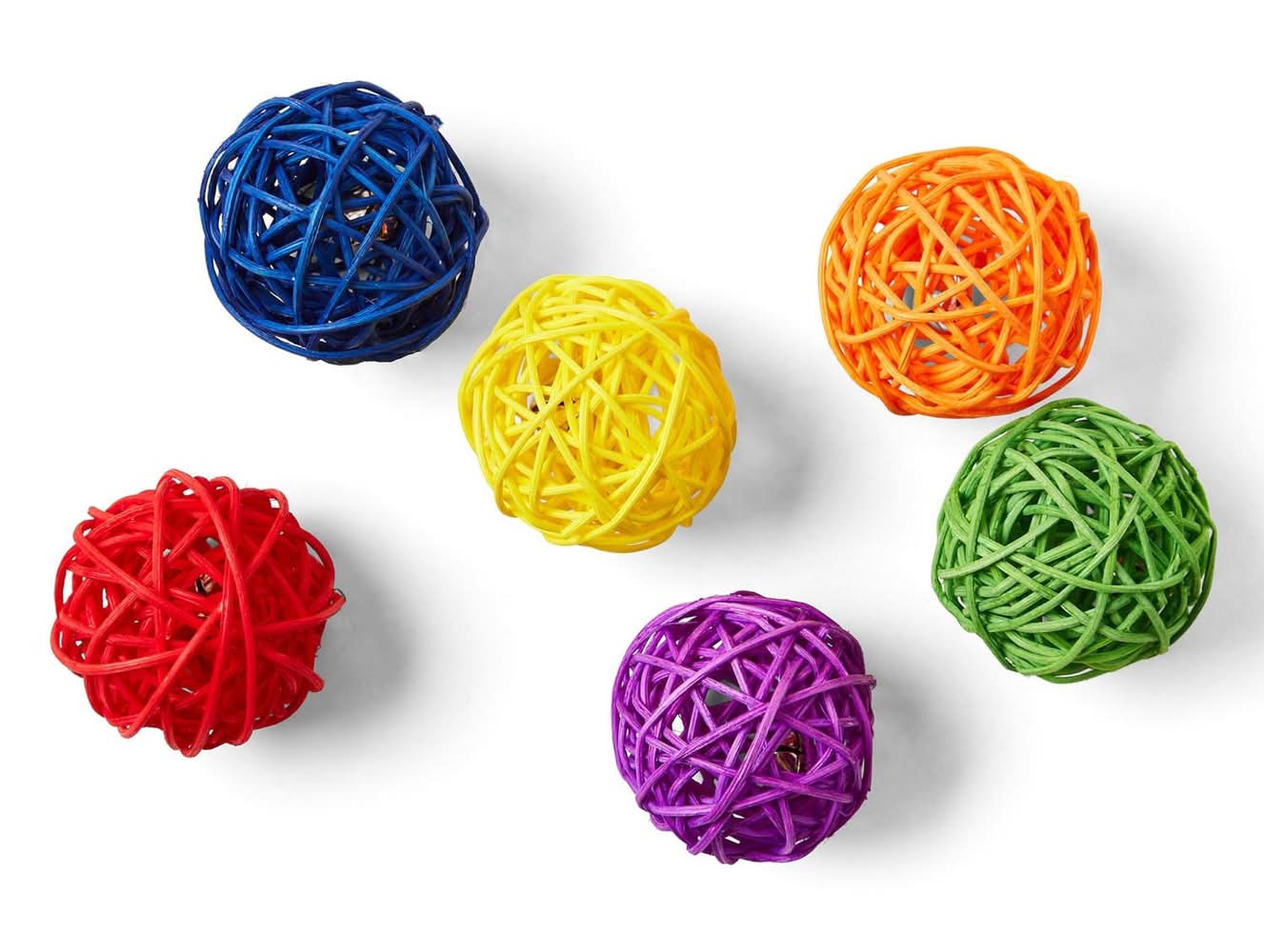 JUMP! Rattan Ball Assorted Colours Cat Toy, 1 ea