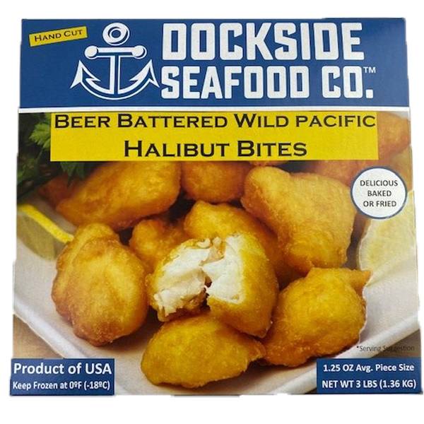 Dockside Seafood Co. Beer Battered Wild Pacific Halibut Bites (48 oz)