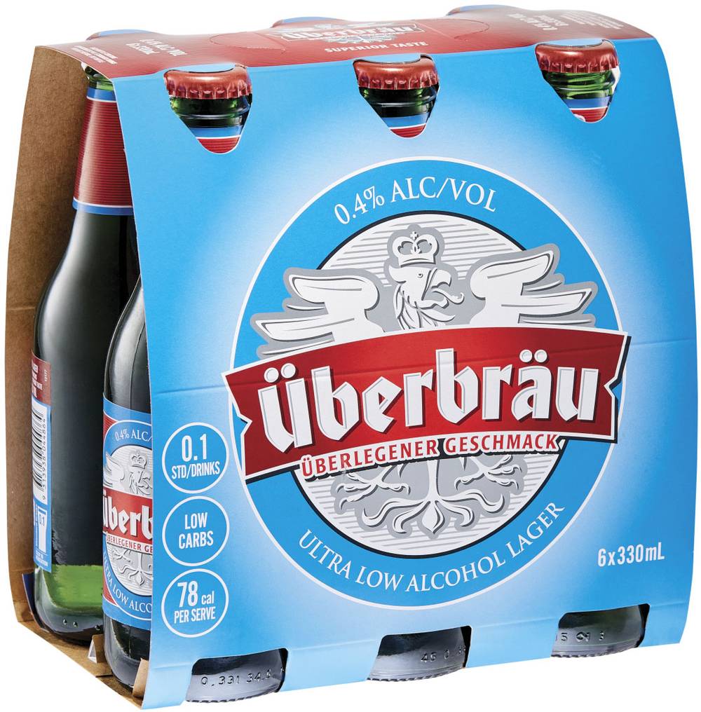 Uberbrau Ultra Low Alcohol Lager 330mL X 6 pack