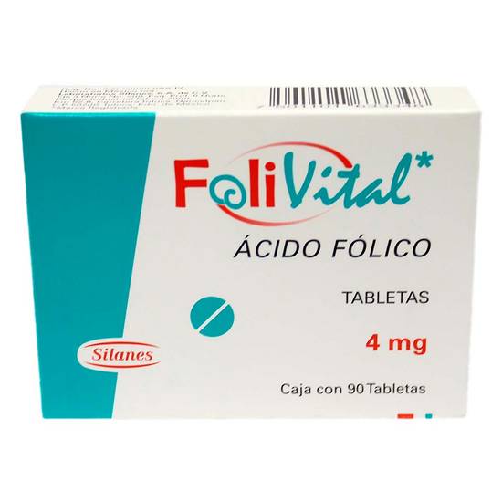 Silanes folivital ácido fólico tabletas 4 mg (90 piezas)