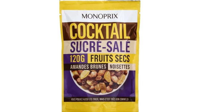 Monoprix - Cocktail sucré salé aux fruits secs amandes brunes et noisettes