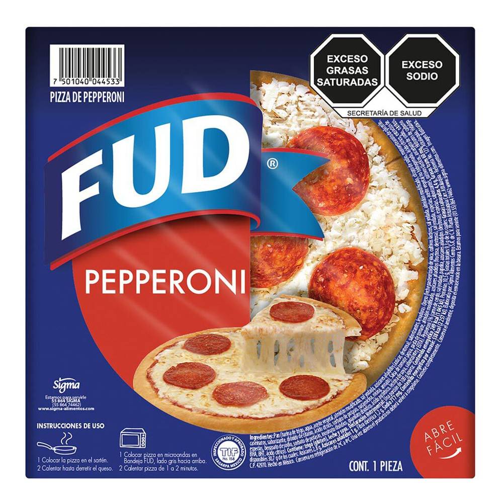 Fud pizza pepperoni individual (resellable 1 pieza)