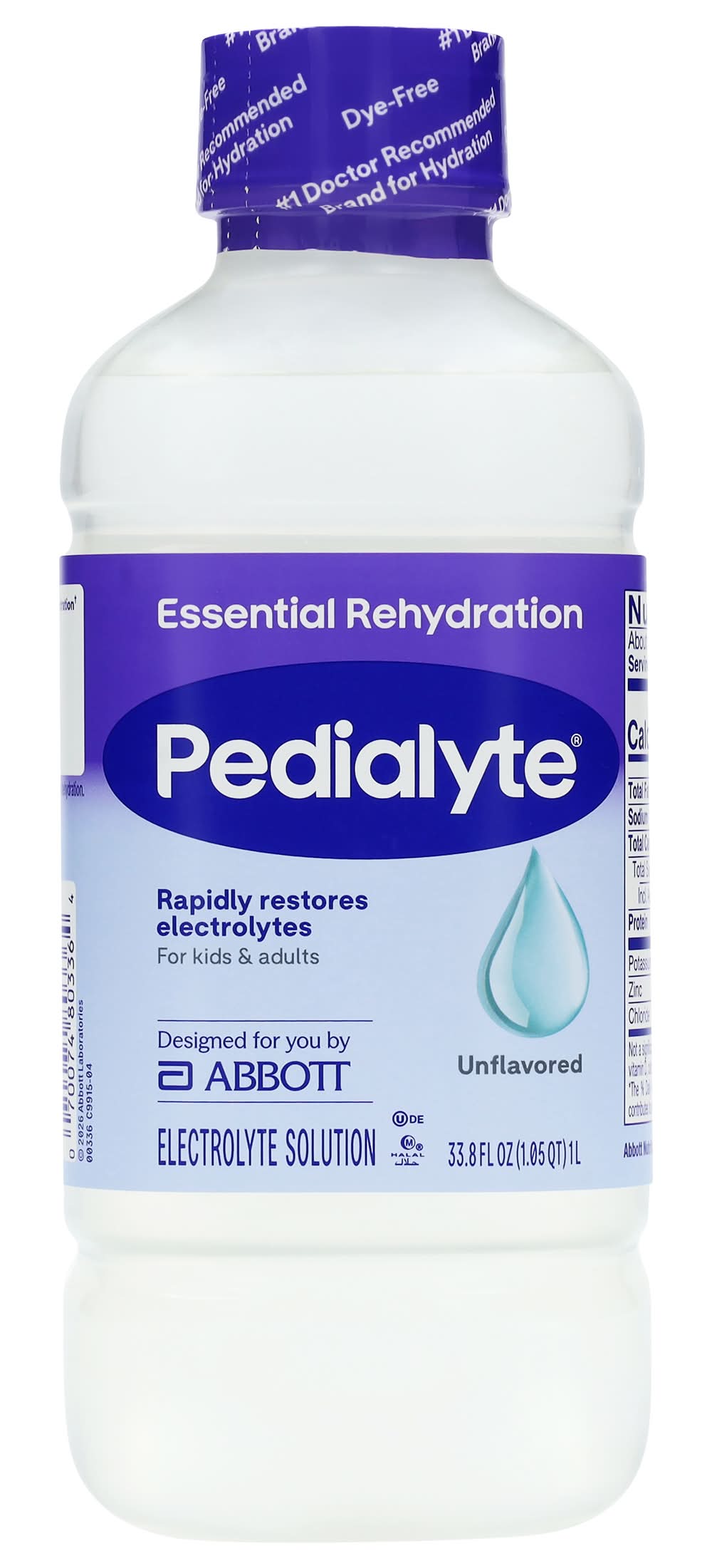 Pedialyte Unflavored Electrolyte Solution Drink (33.8 fl oz)