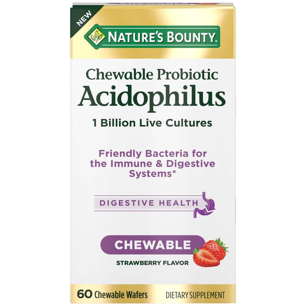Nature's Bounty Chewable Probiotic Acidophilus With 1 Billion Live Cultures Digestive Health Supplement (strawberry)