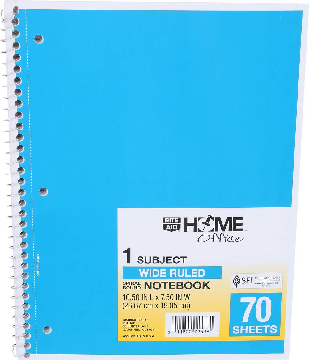 Rite Aid Home Office Spiral Bound Notebook (70 ct)