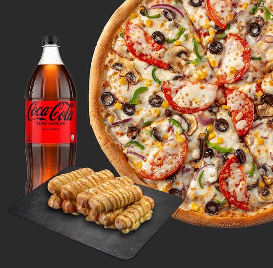 Pizza Mediana + Palitos + Bebida 1,5L