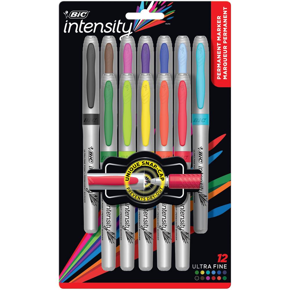 BiC Intensity Permanent Marker Ultra Fine Point, Assorted (12 ct)